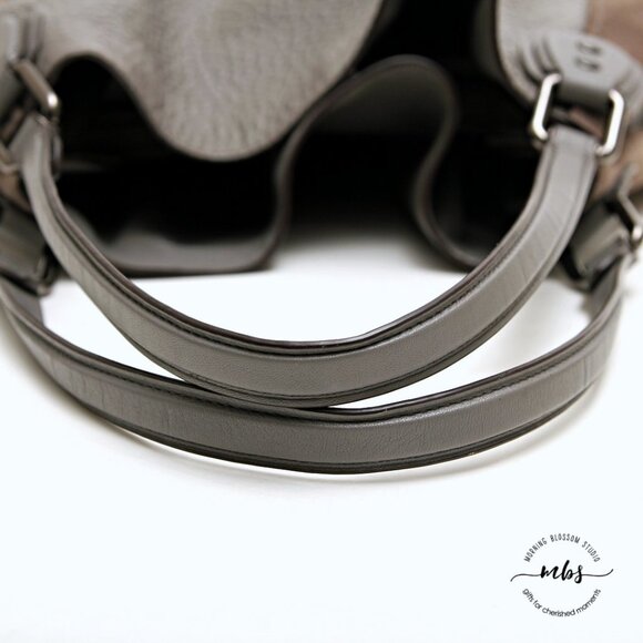 Coach Edie 42 Pebble Leather with Suede Sides Hobo Shoulder Bag Gray Tan - Picture 11 of 16